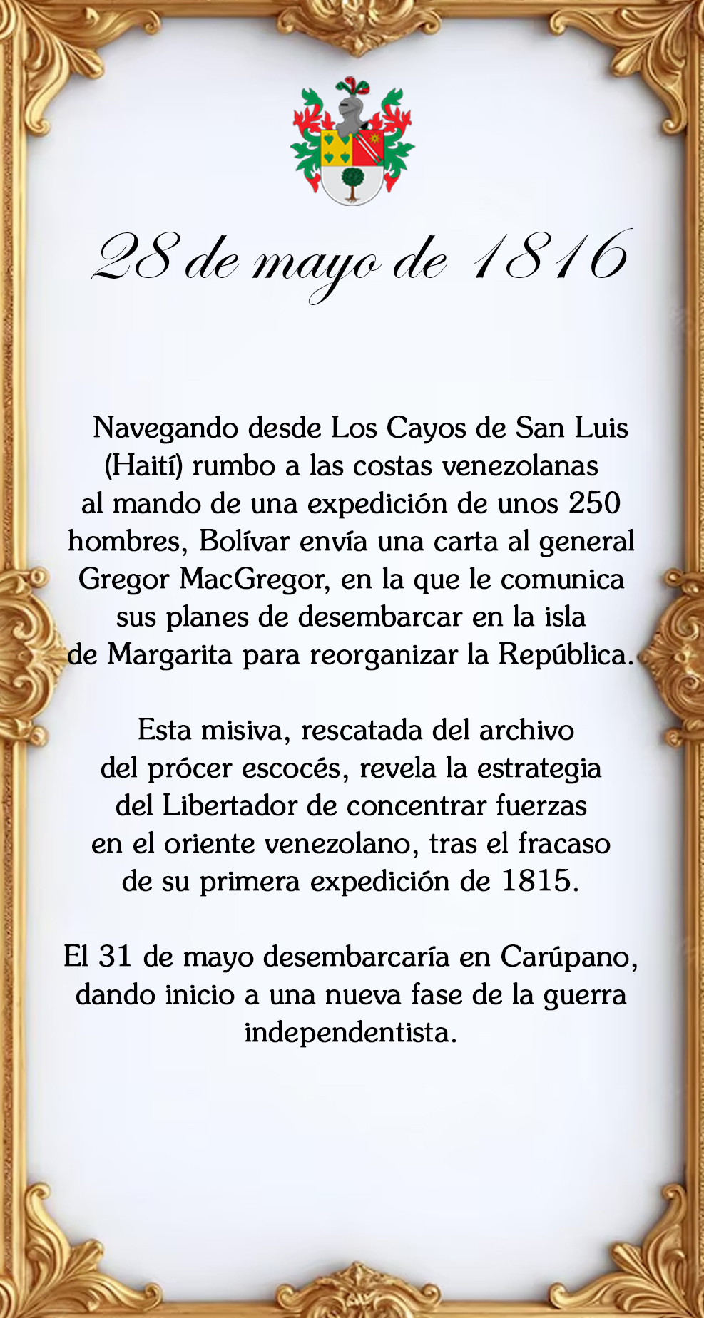 efeméride Sociedad Bolivariana de Venezuela 28 de mayo de 1816 SBV